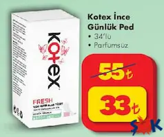 KOTEX İNCE GÜNLÜK PED 34'LÜ PARFÜMSÜZ KOTEX İNCE GÜNLÜK PED 34'LÜ PARFÜMSÜZ